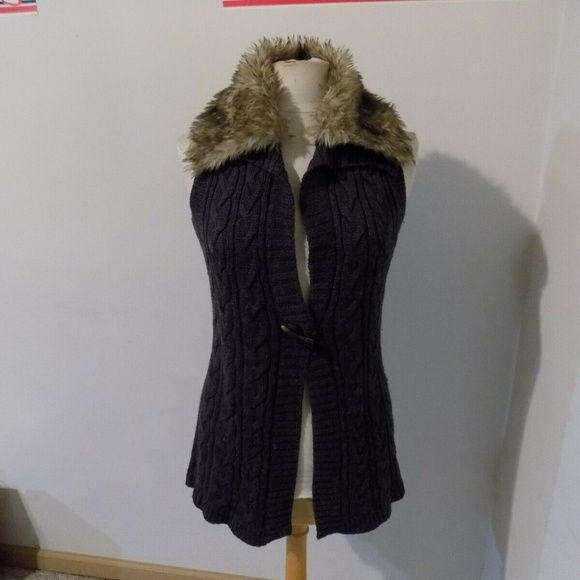 The Limited Sweaters - The LIMITED Charcoal Gray Cable Knit Sweater Vest